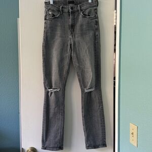 Mother The Mid Rise Dazzler Ankle Open Later Black Washed Size 26